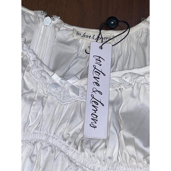 For Love & Lemons Jackson Mini Dress in Ivory X-Small New Womens Poplin - Picture 11 of 17